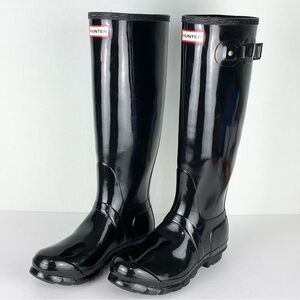 Hunter Tall Fully Waterproof Rain Boots Size 8 Female, 7 Male, Color Black gloss